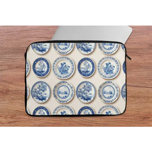 Borden - Bomen - Planten - Blauw laptophoes neopreen klein 279 -tafel