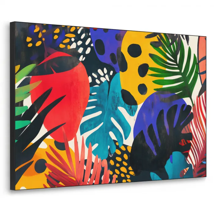 Bladeren - Vormen - Abstract - Kleurrijk Textielframe zwart klein -3d