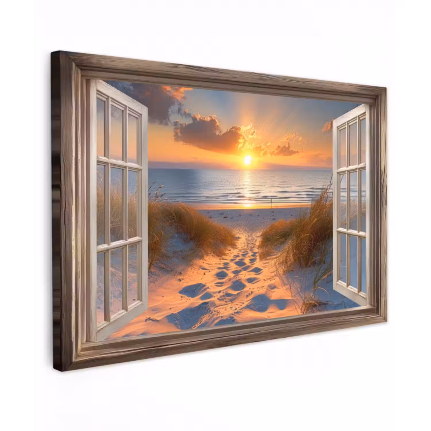 Outdoor Leinwand - Durchblick - Strand - Dünen - Sonnenuntergang