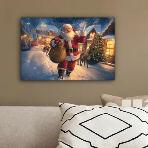 Kerstman - Dorp - Hert - Donker canvas 2cm klein -sfeer3