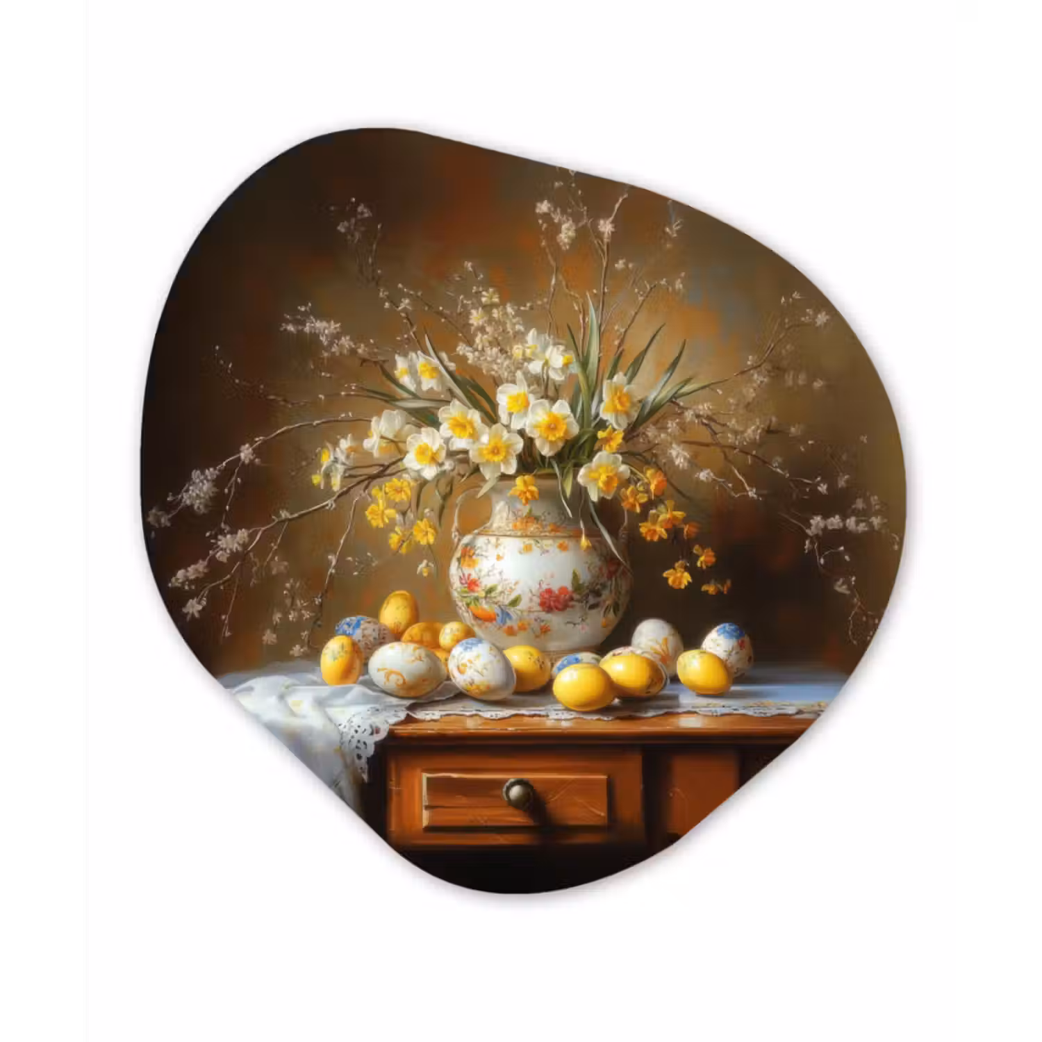 Organisch schilderij - Glas - Paaseieren - Stilleven - Vaas