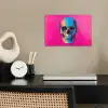 Neon - Blauw - Pop-art - Schedel poster papier klein -sfeer1