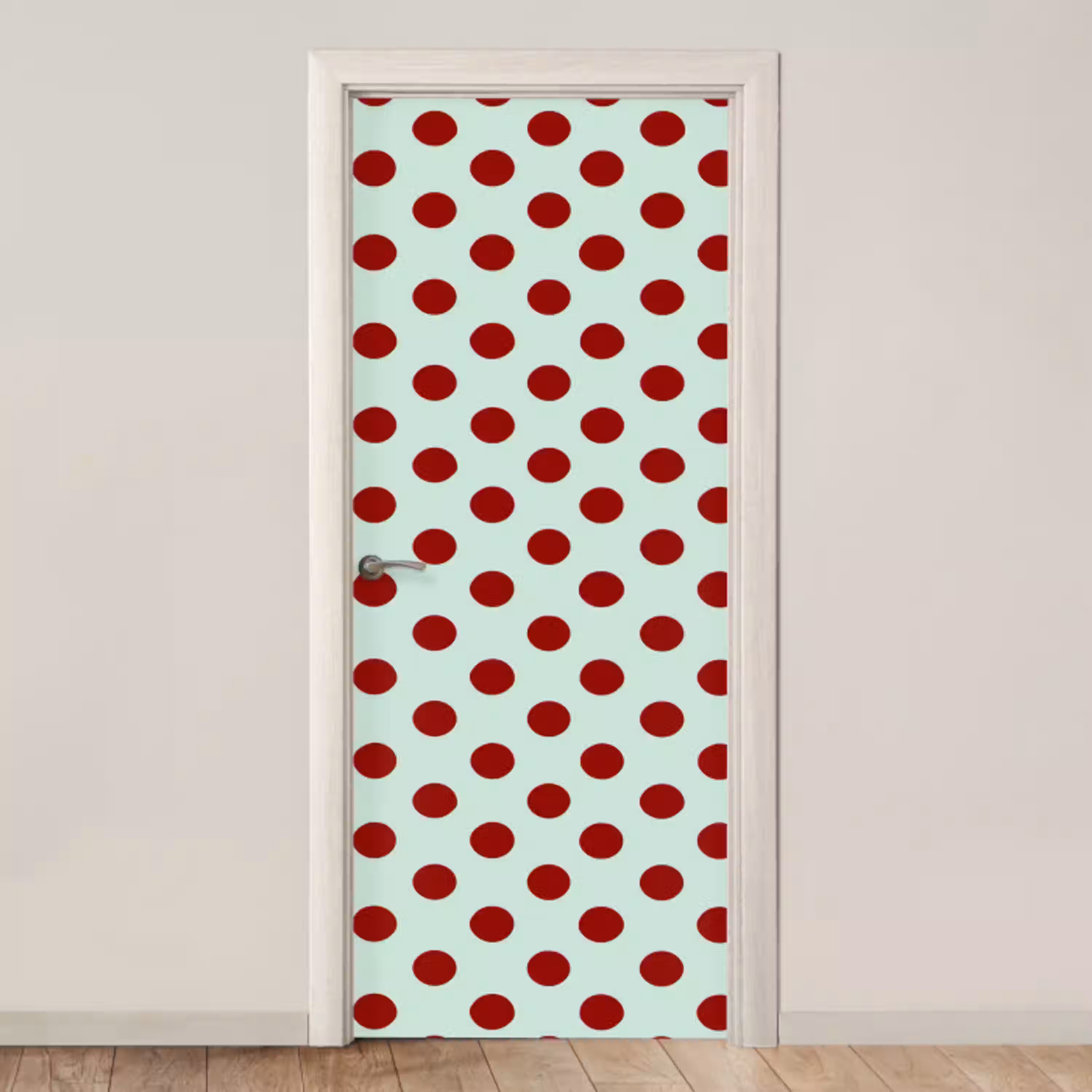 Polka - Dots - Rood deurposter klein 289 -3d_beige