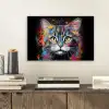 Kat - Graffiti - Dieren - Kleuren - Grijs aluminium wit klein -sfeer1