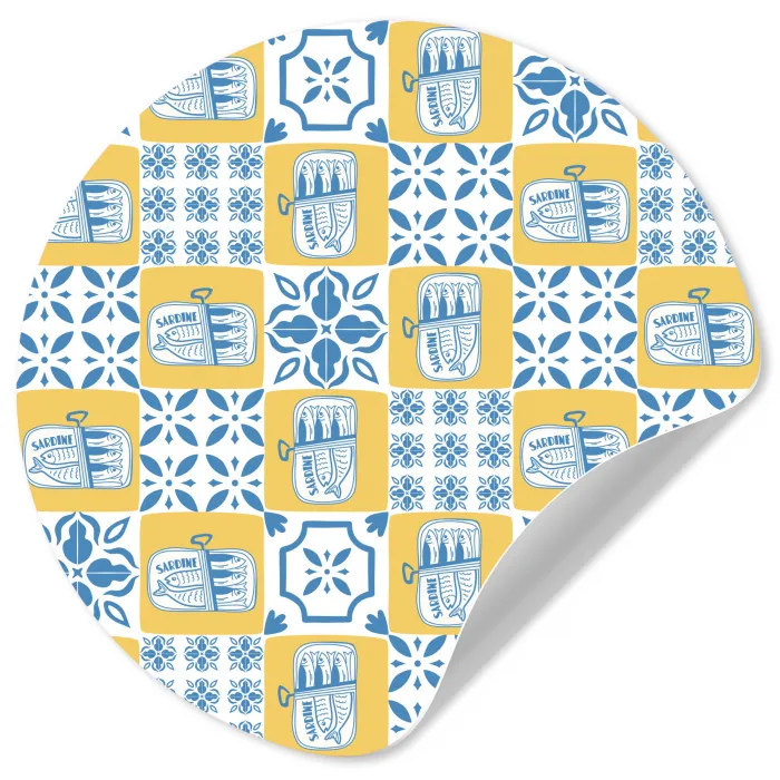 Zee - Geel - Blauw - Wit Wandcirkel behangsticker klein 186 -3d