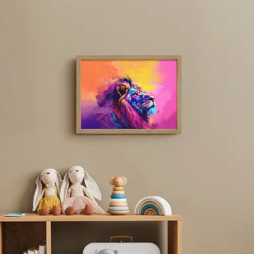Leeuw - Verf- Kleuren - Dier Light Box met batterij (Wandlamp kind) middel -sfeer2_kind