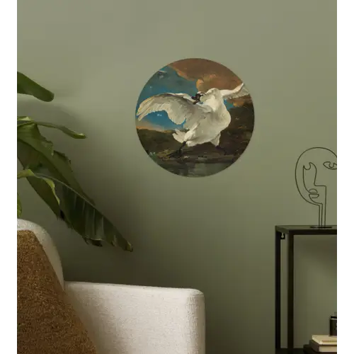 De bedreigde zwaan - Schilderij van Jan Asselijn Wandcirkel behangsticker klein -sfeer2