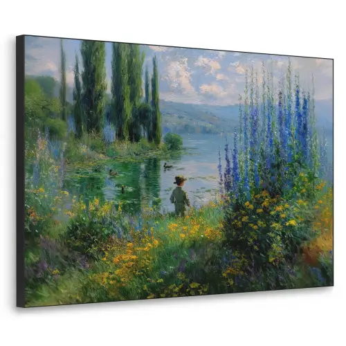 Bloemen - Meer - Bergen - Groen Textielframe - compleet frame klein -3d