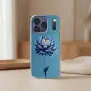 Bloem - Blauw - Bloemblaadjes - Streepjes Telefoonhoesje iPhone 17 Pro klein -sfeer2