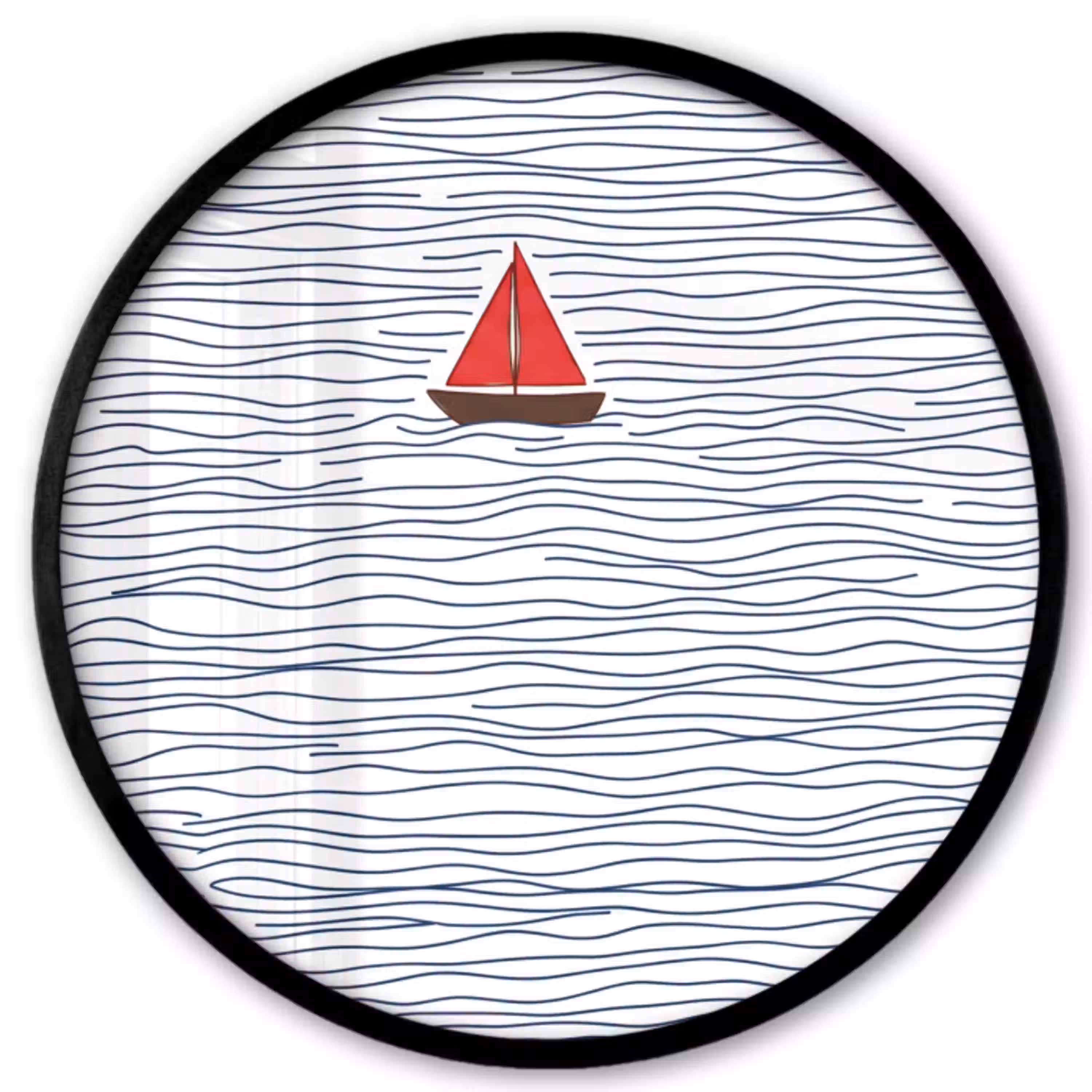 Boot - Water - Rood - Illustratie - Minimalistisch Fotolijst rond zonder passe partout klein -3d