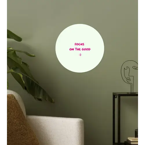 Focus - Beige - Roze - Smiley Wandcirkel behangsticker klein -sfeer2