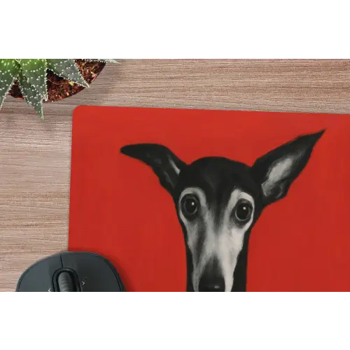 Windhond - Minimalistisch - Rood muismat rubber klein -closeup