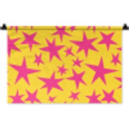 Sterren - Patroon - Roze - Geel Wandkleed katoen klein 269 -zz3d