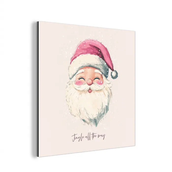 Kerstman - Kerst - Quote - Beige aluminium wit klein -3d