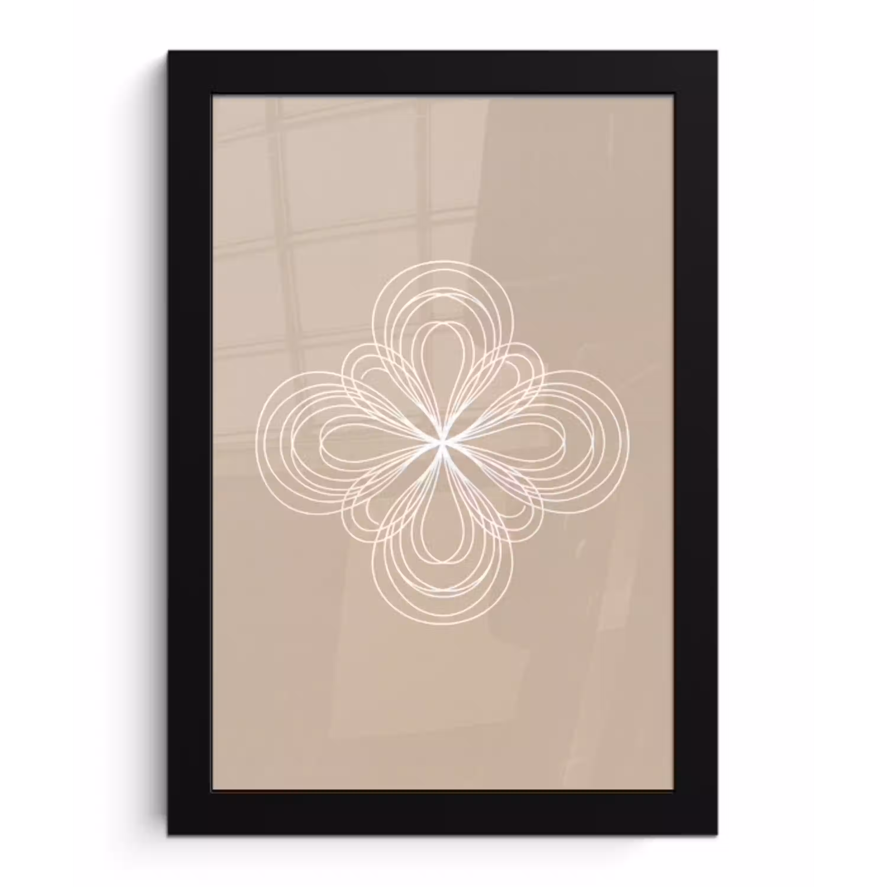 Patroon - Lijnen - Abstract - Minimalistisch - Beige fotolijst zwart zonder passe partout klein -3d