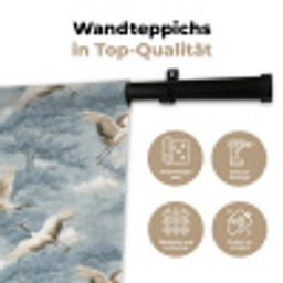 Wolken - Kraanvogels - Blauw Wandkleed katoen klein 269 -tsfeer2_DE