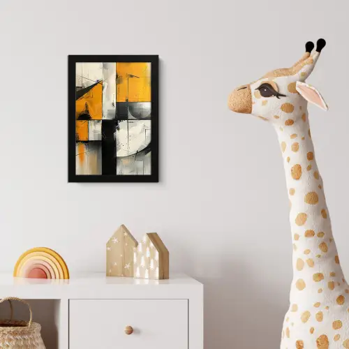 Geel - Abstract - Modern - Vormen fotolijst zwart zonder passe partout klein -usfeer4_kinderkamer