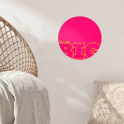 Minimalistisch - Roze - Dream big - Grafisch Wandcirkel behangsticker klein -sfeer4