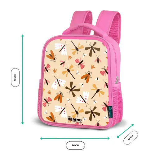 Insectenpatroon in bruin, roze en oranje op beige achtergrond Kinderrugzak - Roze middel -productfoto_formaten