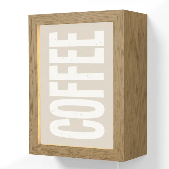 Wit - Koffie - Vintage - Decoratie Light Box met kabel (Wandlamp) klein -3d