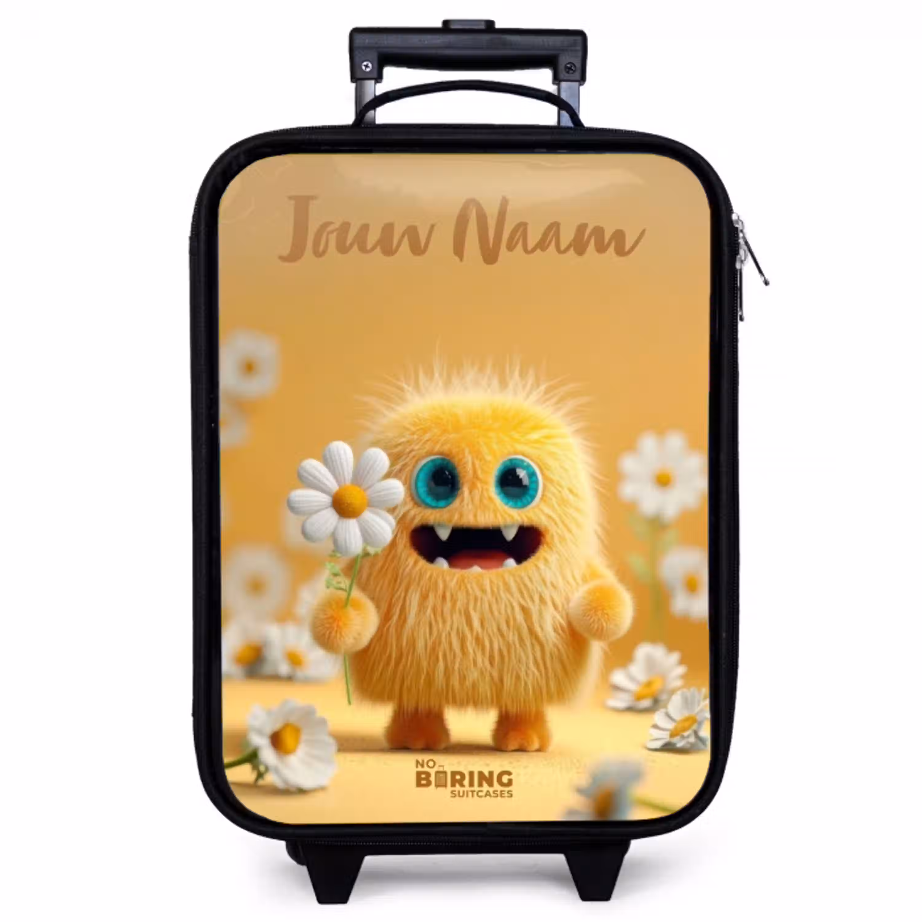 Monster - Wezen - Bloem - Geel Kinderkoffer - Zwart klein -zzz_website3d