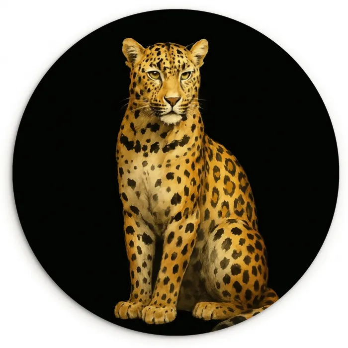 Panter - Realistisch - Bruin Wandcirkel kunststof plaat 5mm dik klein -3d