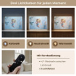 Fee - Bloemen - Sprookje - Blauw Light Box met batterij (Wandlamp) middel -USP_lichtkleurDE
