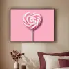 Snoep - Lolly - Hart- Roze Textielframe zwart klein -sfeer1