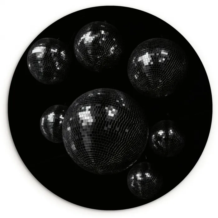 Discoballen - Minimalistisch - Zwart Wandcirkel plexiglas klein -3d
