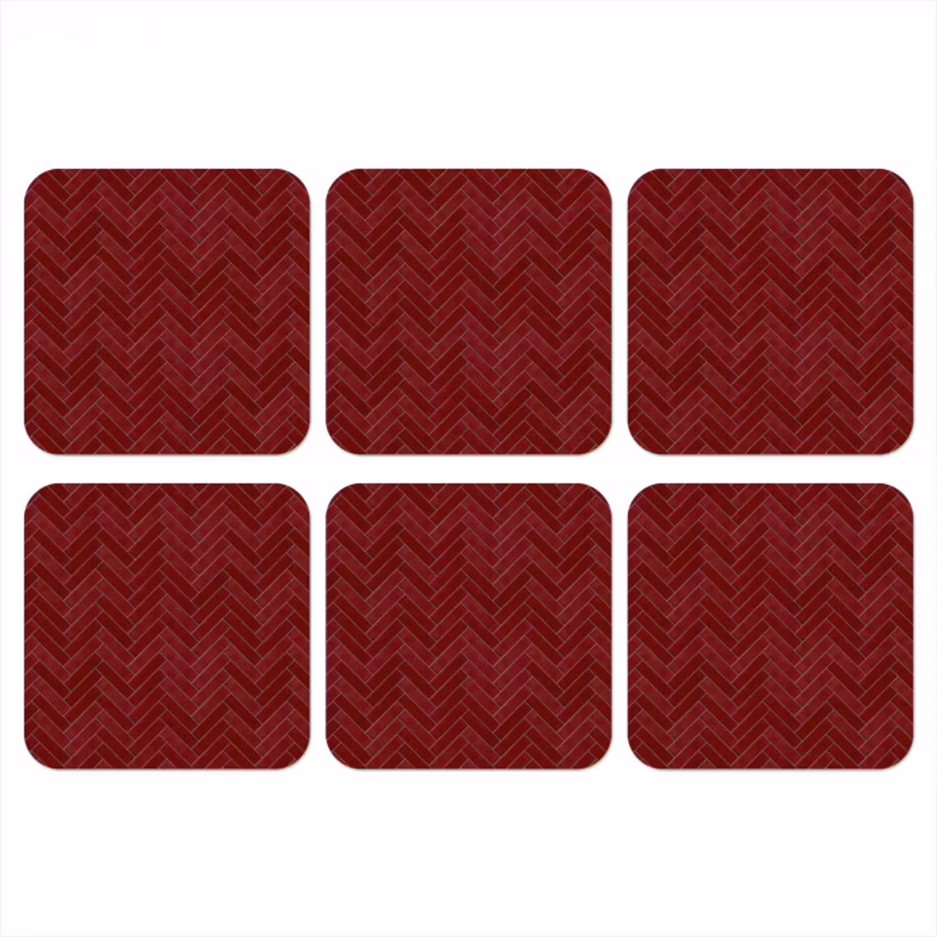 Visgraat - Wandtegel - Bordeaux - Rood onderzetter kurk middel 366 -3d