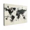Wereldkaart - Zwart - Inkt Tuinposter op houten frame 2 cm dik klein -3d