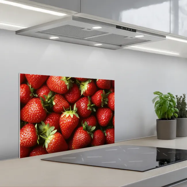Aardbei - Fruit - Rood keuken achterwand spatscherm klein -3d_schuin