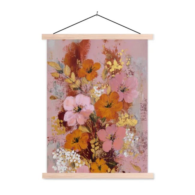 Schoolplaat - Schilderij - Bloemen - Rustiek - Roze