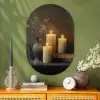 Kaarsen - Stilleven - Rustiek - Boeken Wandcirkel Ovaal Glas middel -sfeer2