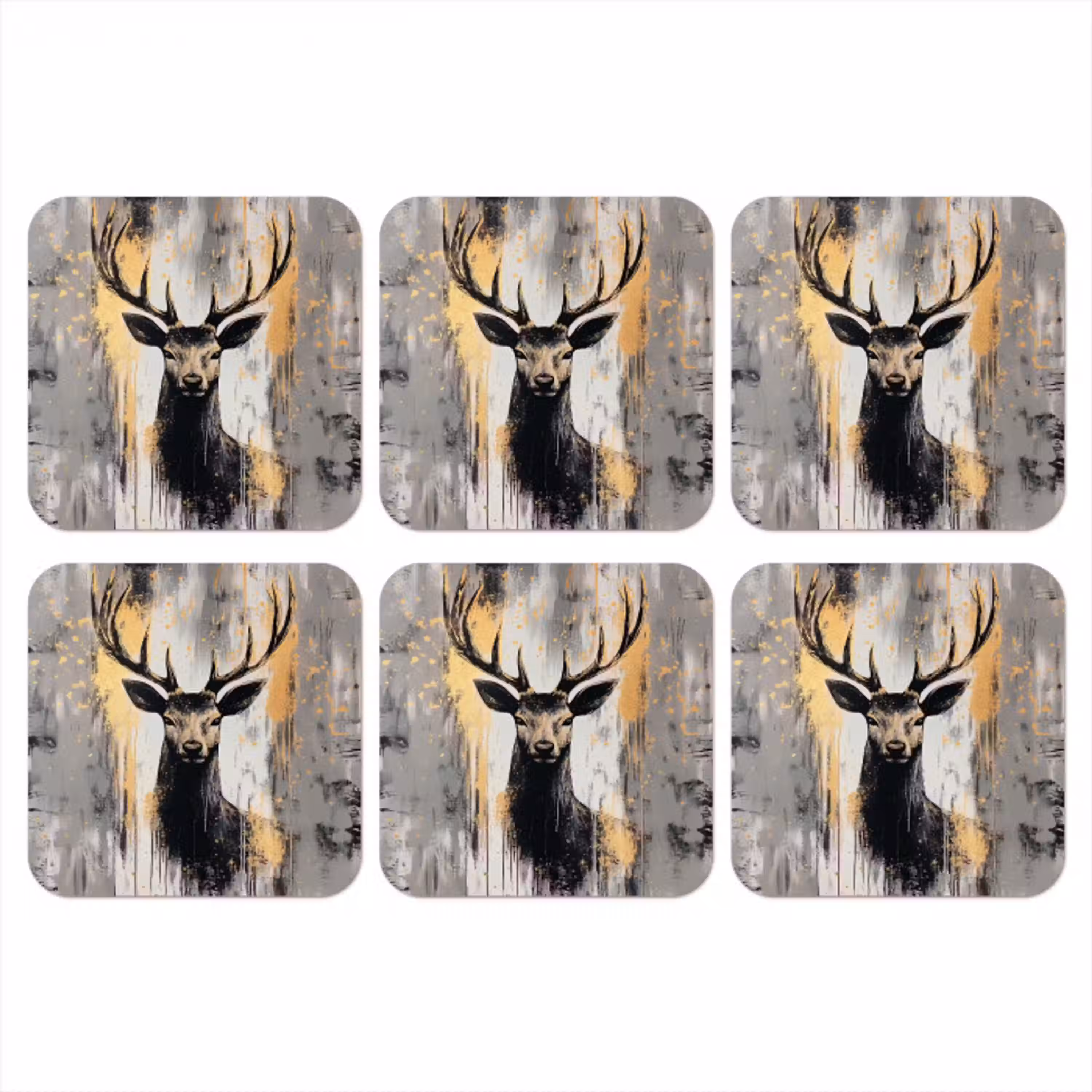 Abstract - Hert - Gewei - Goud onderzetter kurk middel -3d