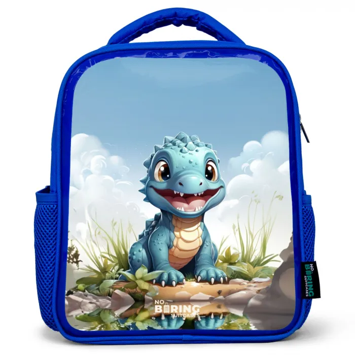 Darius Dino Kinderrugzak - Blauw middel -3d