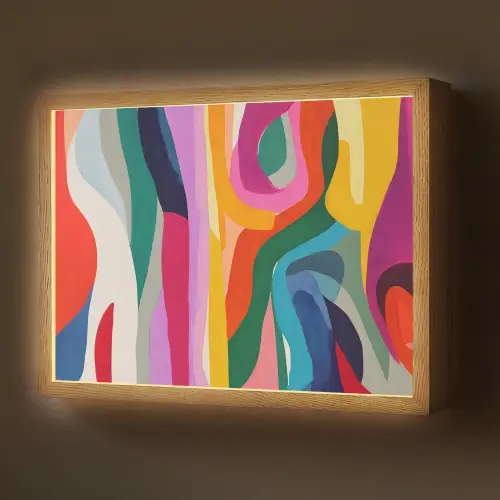 Abstract - Kleurrijk - Golven - Lijnen Light Box met batterij (Wandlamp) middel -z3d_website