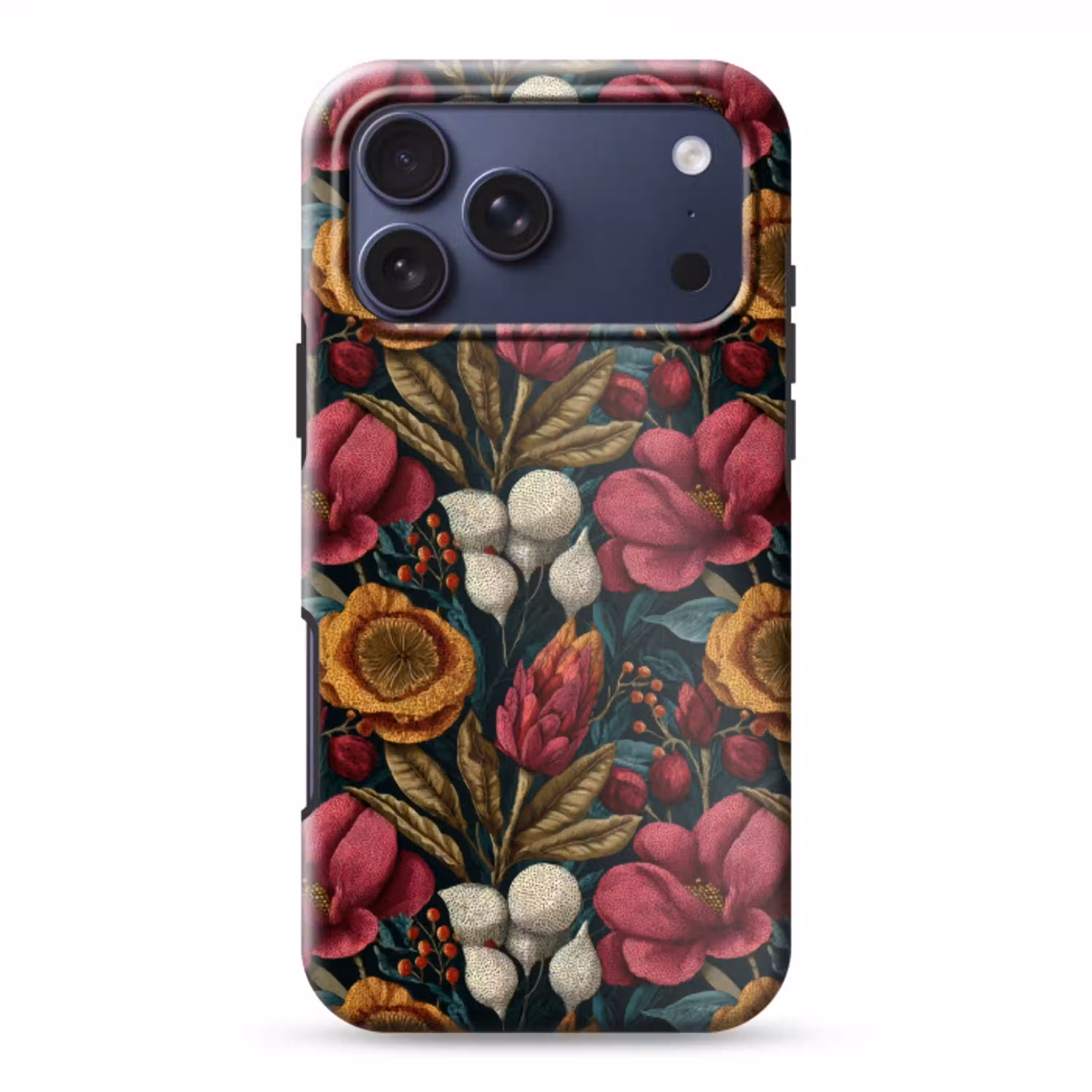Bloemen - Patroon - Rood - Goud Toughcase MagSafe Apple iPhone 17 Pro Max klein 1019 -3d