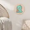 Dino - Boba - kawaii - Oranje Akoestische PET Vilt - Rond klein -sfeer4