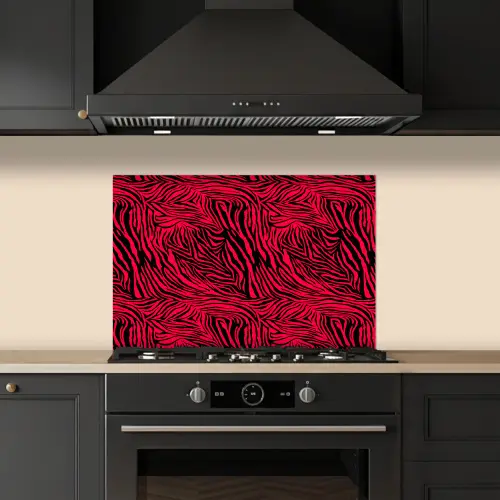 Zebra - Zwart - Roze - Neon keuken achterwand spatscherm klein 900 -sfeer1