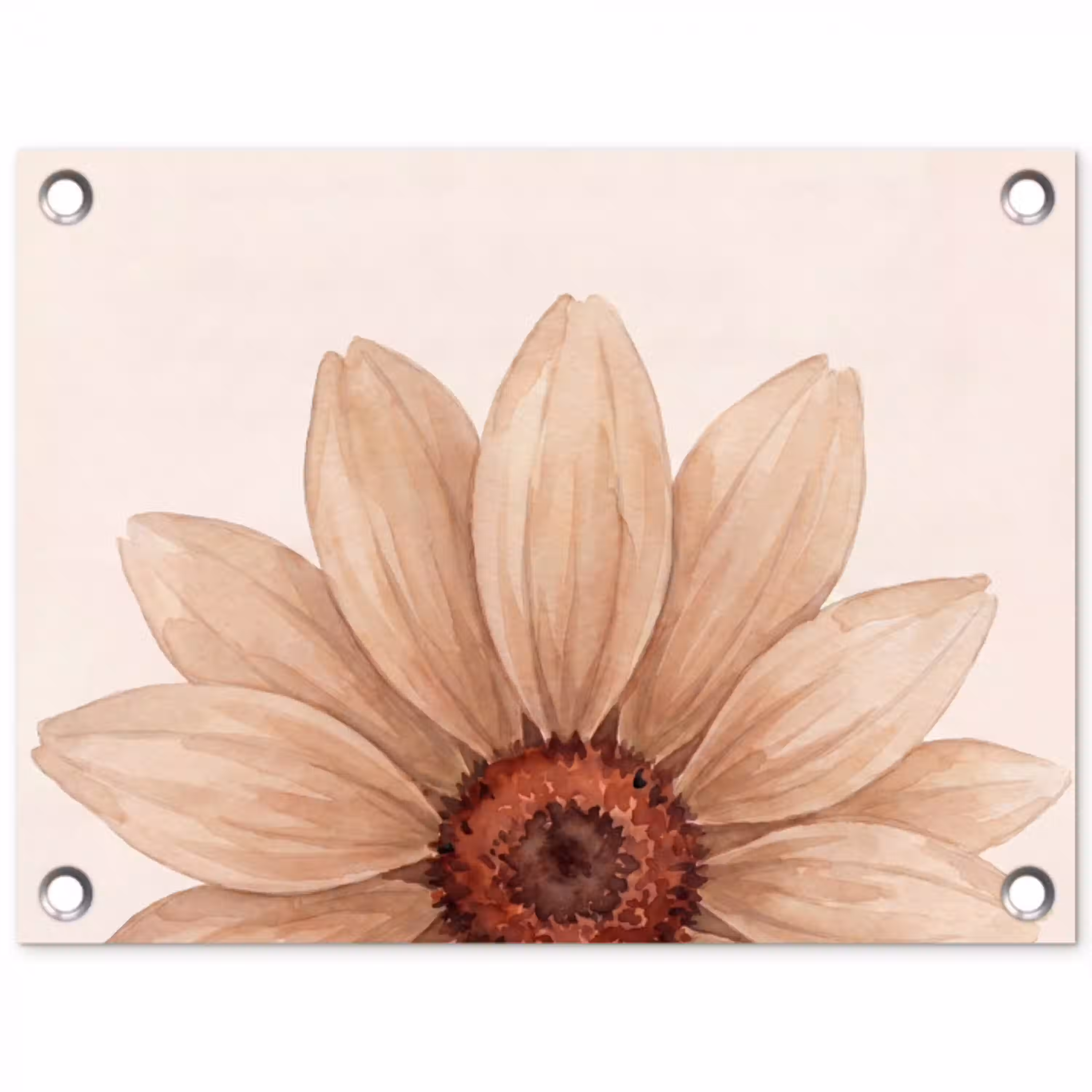 Bloemen - Bloemblad - Natuur - Aquarel - Beige tuinposter los doek klein -3d