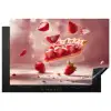 Aardbei - Taart- Eten - Roze Inductie beschermer vinyl 3mm klein -3d
