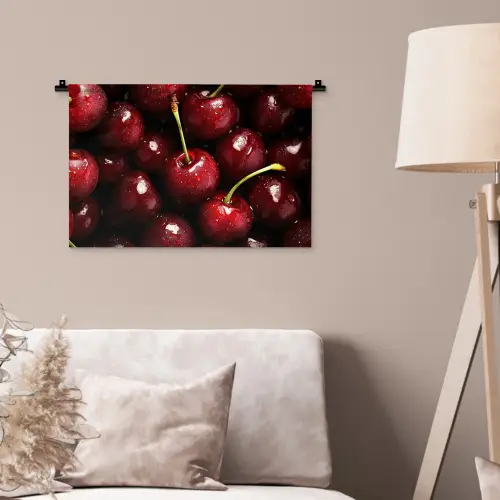 Rood - Fruit - Kersen Wandkleed katoen klein -sfeer4