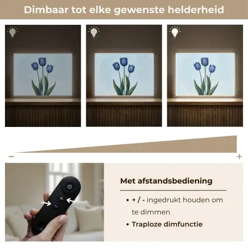 Tulpen - Blauw - Bladeren Light Box met batterij (Wandlamp) middel -USP_dimbaarNL