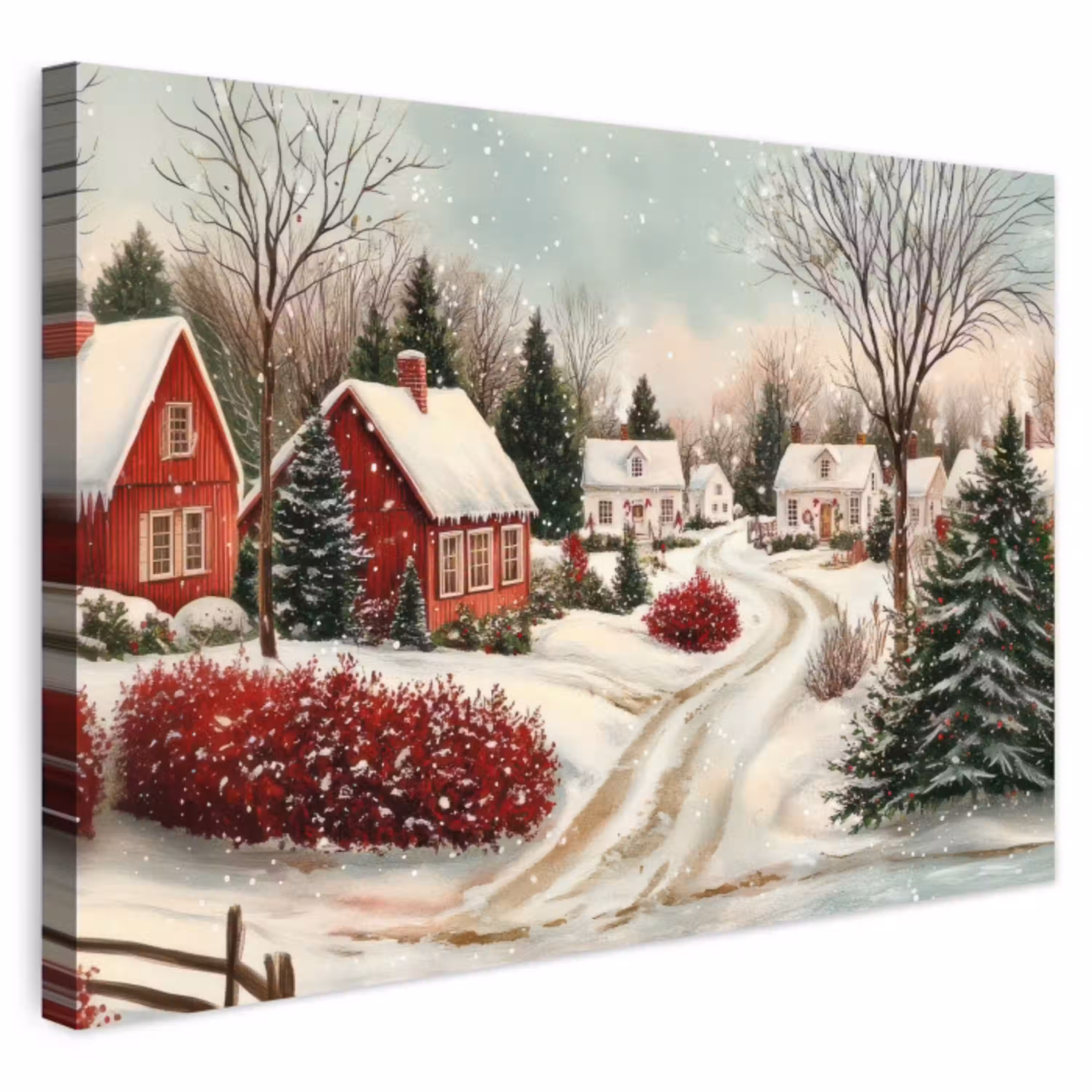 Kerstsfeer - Landelijk - Rood Tuinposter op houten frame 2 cm dik klein -3d