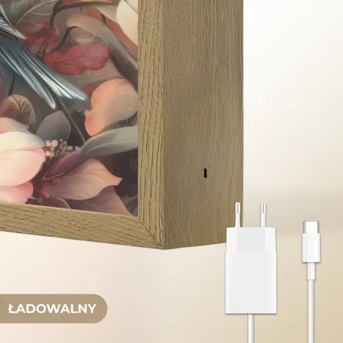 Vogels - Bloemen - Roze - Pastel Light Box met batterij (Wandlamp kind) middel -USP_websiteoplaadbaarNL
