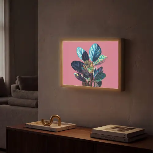Plant - Bladeren - Stippen - Abstract Light Box met batterij (Wandlamp) middel -sfeer1