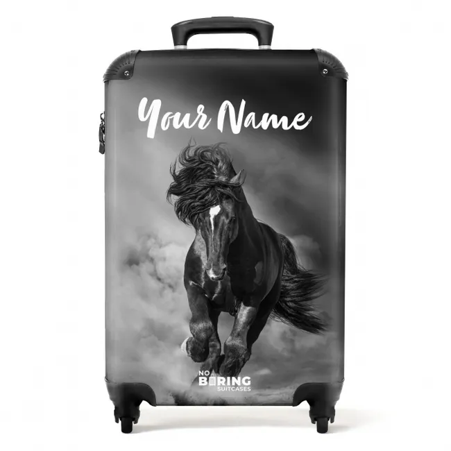 Zwart paard in galop NBS - Handbagage koffer - Kinderen Unisex middel -productfoto_recht