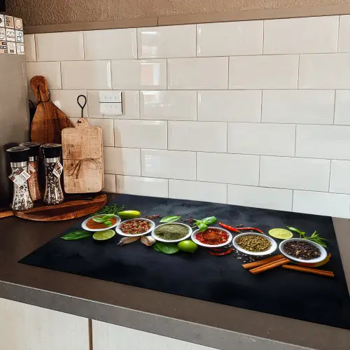 Kruiden - Specerijen - Betonlook - Stilleven Inductie beschermer vinyl 3mm klein -sfeer3