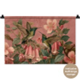 Kolibries - Bloemen - Groen - Roze Wandkleed katoen klein -t3d_DE